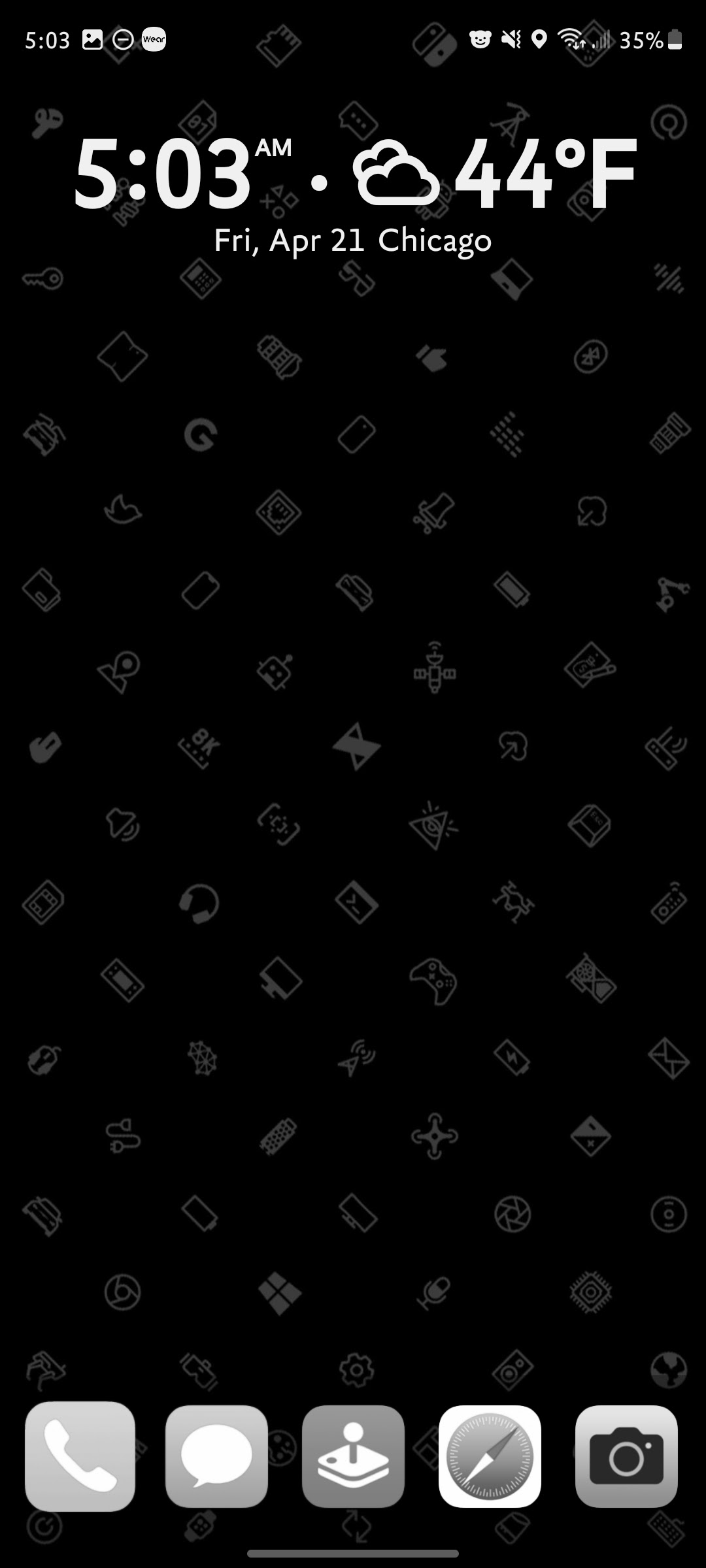 Screenshot of phone screen that is black and white